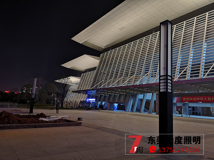 东莞市民服务中心中心广场方形麻豆啪啪啪视频柱安装效果图片